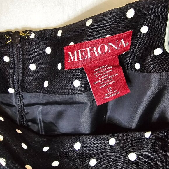 Classic Black & White Polka Dot High Waist Skirt lined With Pockets EUC - Picture 9 of 9